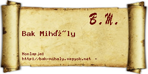 Bak Mihály névjegykártya
